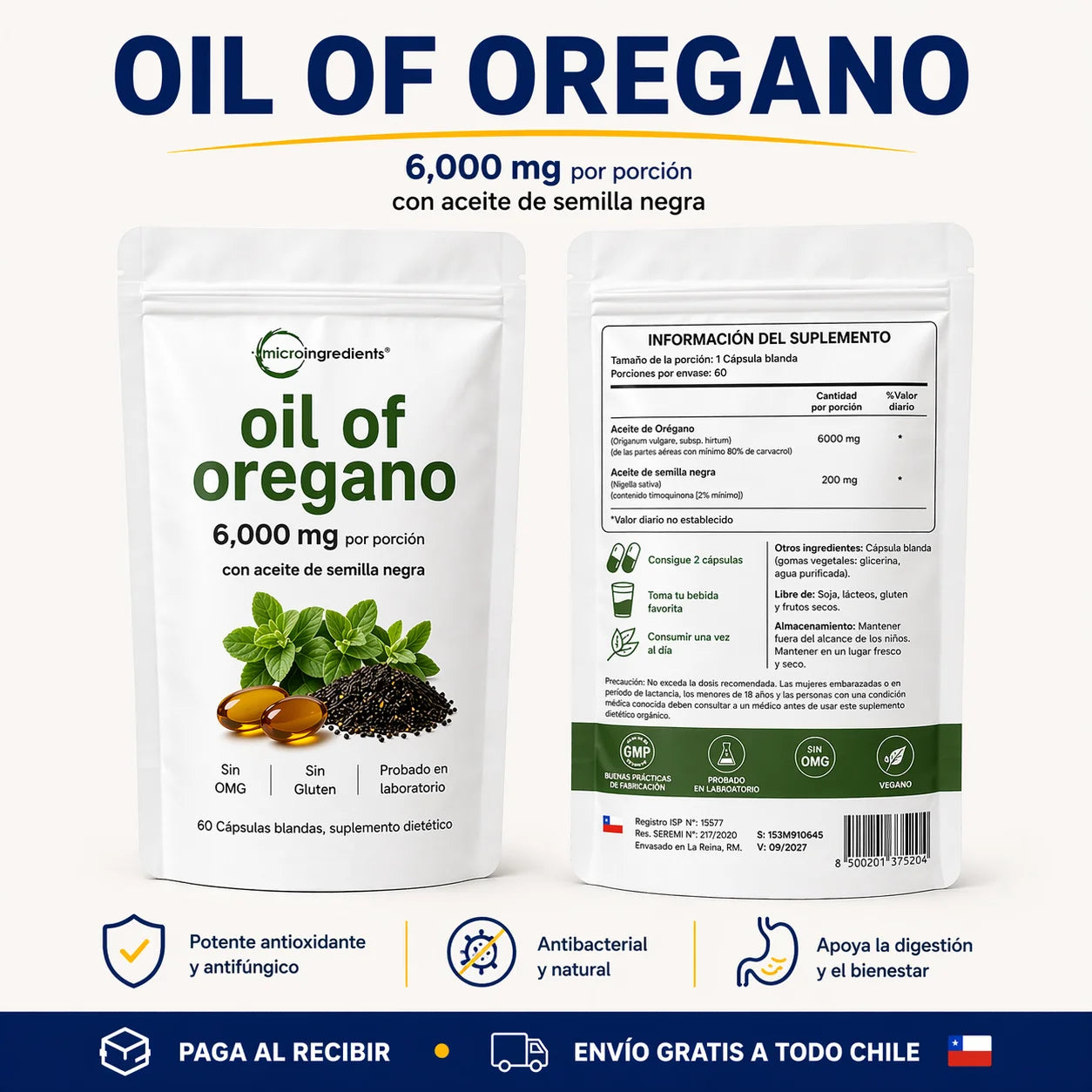 Aceite de Orégano 6.000 mg - El antibiótico natural que debes tener en casa