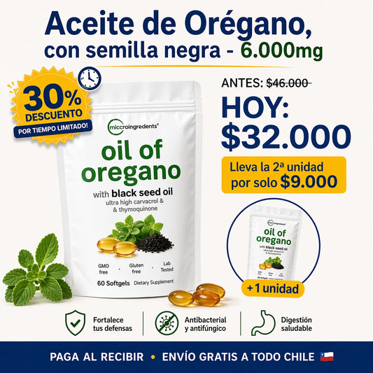 Aceite de Orégano 6.000 mg - El antibiótico natural que debes tener en casa