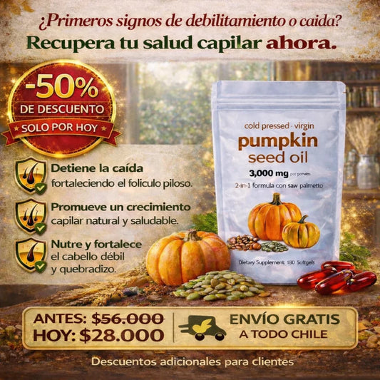 Aceite de Calabaza 3000 mg - Actuar a tiempo lo cambia todo, comienza ya